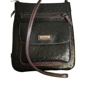 Koltov Black Faux Ostrich Leather Crossbody Bag Shoulder Purse Pocketbook‎